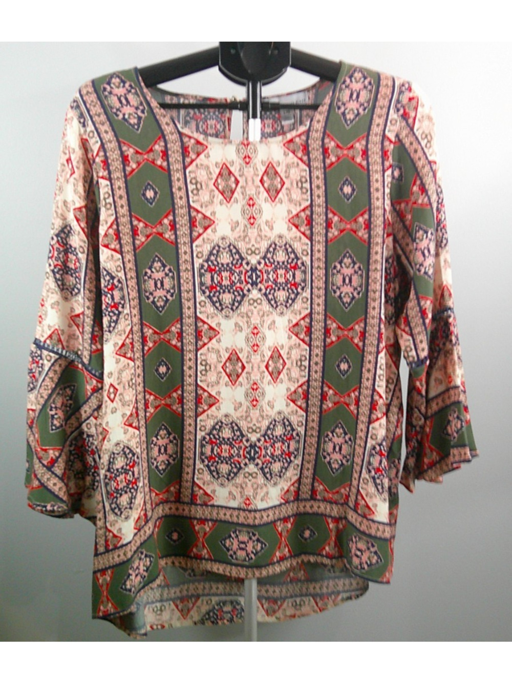 Fourteenth Place Women's Bell Sleeve Boho Tunic Shirt Large